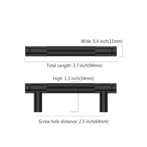 Asidrama 10 Pack 2.5 Inch(64mm) Matte Black Cabinet Pulls Heavy-Duty Solid Kitchen Cabinet Handles Black Drawer Hardware for Bathrooms Cabinets - color: Matte Black, size: 2.5" Hole Center, style: 10 Pack