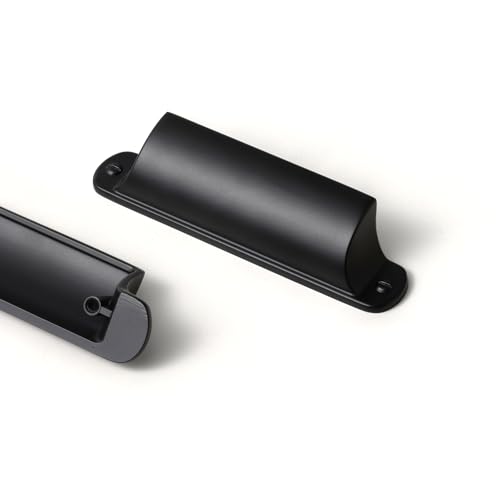 Goo-Ki 6 Pack Cabinet Cup Pulls Matte Black Bin Cup Drawer Pull, 3" c-c Modern Black Cabinet Pulls Solid Dresser Handles Zinc Alloy Kitchen Cabinet Hardware - color: Matte Black, size: 3 Inches Center-Center