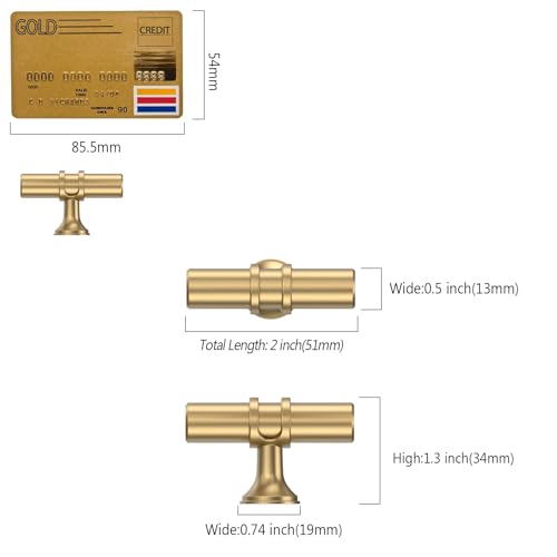 Amerdeco 10 Pack Champagne Bronze Cabinet Knobs 2 Inch T Bar Cabinet Pulls Kitchen Cabinet Handles Cabinets Hardware Drawer Pulls ZH0050 - color: Champagne Bronze, size: 2"/51MM