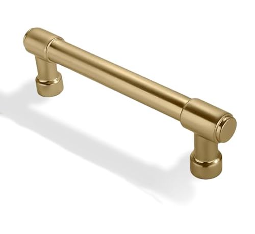 Solid Heavy Duty Jasper Cabinet Pulls 3 Inch Hole Centers Brushed Brass Kitchen Bathroom Modern Drawer Pulls - color: Brushed Gold, size: 3 inch(76mm) Hole Center