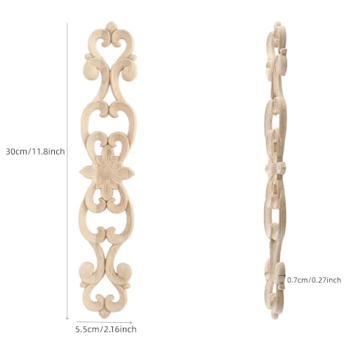 Wood Carved Onlays Appliques (Style6,4 pcs) - style: Style6,4 pcs