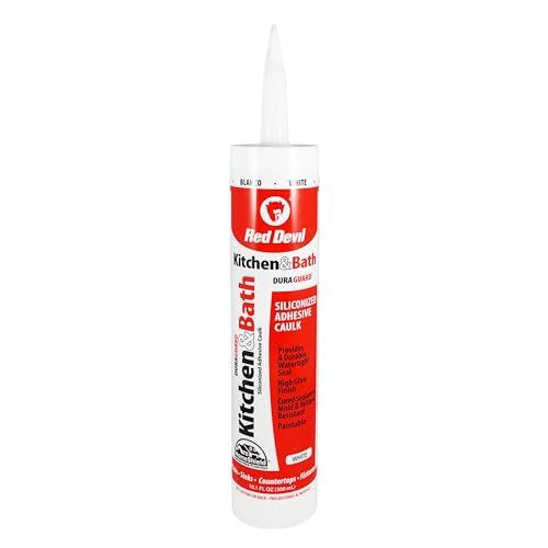 Red Devil 0406 Silicone Acrylic Caulk & Sealant, 100% Waterproof, Paintable, White Caulking for Kitchen, Bathroom, Window, With Duraguard, 5.5 oz, White, Made in USA - color: White, size: 10.1 oz., style: 1 - Pack