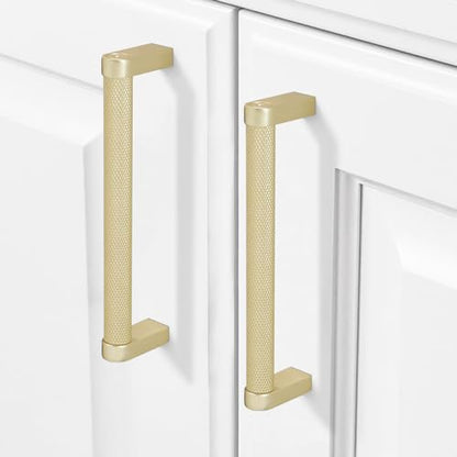 10 Pack 5Inch Kitchen Cabinet Handles Brushed Gold Knurled Cabinet Pulls Gold Drawer Pulls Kitchen Hardware - color: Brushed Gold, size: 5'' Hole Center(128mm)