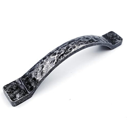 Jetland Arched Hammered Cabinet Pulls - 4-Pack, Iron Scratches, 4" Hole Centers, Rustic Solid Cast Handle Pulls for Dresser Nightstand Furniture, HT0611AS102 - color: Iron Scratches, size: 4 Inch Hole Centers