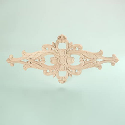 1Pc Wood Carved Appliques Central Wooden Carving Onlays Furniture Decals - size: 1-Pack, 12.8 x 6.4 inches