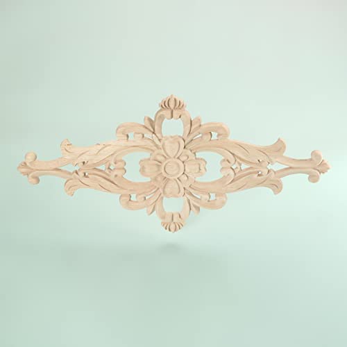 4Pcs Wood Carved Appliques Central Wooden Carving Onlays Furniture Decals - size: 4-Pack, 12.8 x 6.4 inches