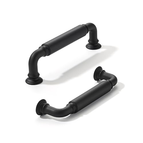 khtumeware 2-Pack Matte Black Heavy-Duty Solid Cabinet Pulls, 3-3/4 Inch (96mm) Hole Center, Drawer Pulls, Cabinet Hardware, Suitable for Kitchen Cabinets, Bathrooms and Dressers - color: Black, size: 3-3/4 Inch(96mm)Hole Center