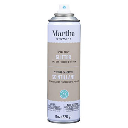 MARTHA STEWART Paint & Primer 8oz Spray Paint, Glitter Sterling (42938) - color: Glitter Sterling