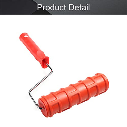 Utoolmart 7" Home Wall Rubber Paint Roller 175mm Wooden Grain Painting Roller with Plastic Handle 1Pcs - size: EG191T