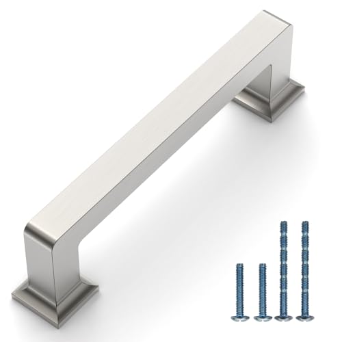 Brushed Satin Nickel Cabinet Handles Kitchen Pulls 3.75 Inch 10 Pack - color: Brushed Satin Nickel, size: 3.75" Hole Center