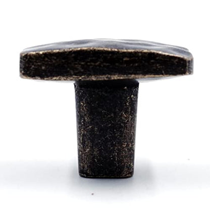 Jetland Square Hammered Cabinet Knobs - 6-Pack, Antique Brass, 1-1/4" Knobs, Rustic Solid Cast Square Knobs for Dresser Nightstand Furniture, HT0612ABR30 - color: Antique Brass, size: 1-1/4" Knobs