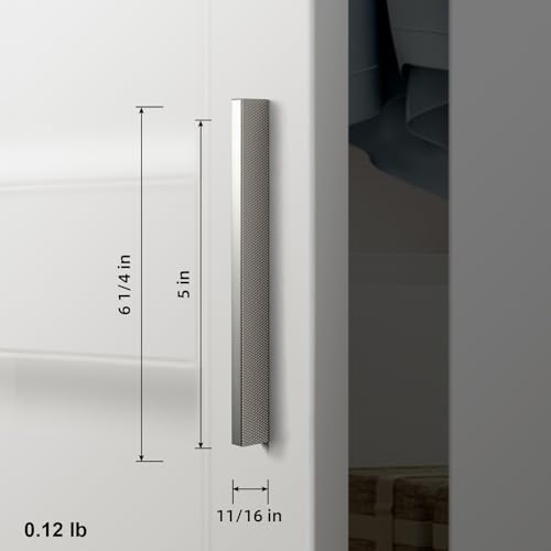 Goo-Ki 6 Pack 5 Inch Satin Nickel Knurled Cabinet Pulls - Modern Bar Handles - Textured Grip for Drawer, Dressers, Furniture Hardware - color: Satin Nickel, size: 5 Inch Center to Center