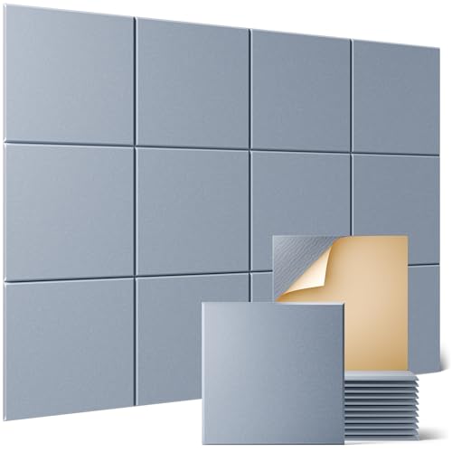 Sonicism 12 Pack Acoustic Panels with Self-Adhesive, 12" X 12" X 0.4" Sound Proof Foam Panels for Walls, Decorative Soundproof Wall Panels, Sound Proof Absorbing Tiles for Home & Offices, Smoky Gray - color: Smoky Gray, size: Flat Panels (12 Pack)
