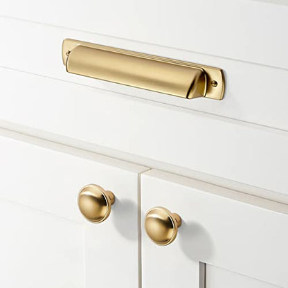 khtumeware 10 Pack 3 3/4"(96mm) Champagne Bronze Drawer Pulls Cabinet Bin Cup Pulls Kitchen Hardware Satin Brass Cabinet Handles Drawer Handles Knobs - color: Champagne Bronze, size: Cup Pulls 3-3/4" Hole Center