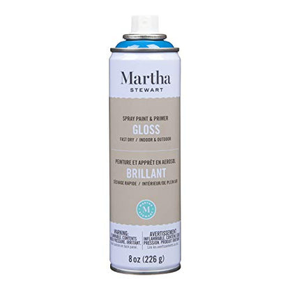 MARTHA STEWART Paint & Primer 8oz Spray Paint, Gloss French Riviera (42901) - color: Gloss French Riviera