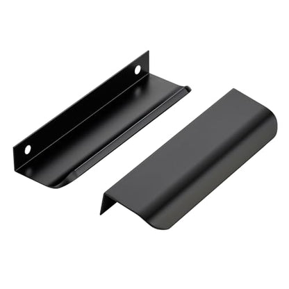 Matte Black Cabinet Handles Finger Edge Pulls 5 Inch CC 10 Pack - color: Matte Black, size: 128mm/5" Overall Length