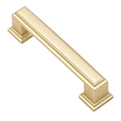 Alzassbg 3-3/4" Brushed Gold Cabinet Pulls and Handles 10 Pack, AL3071MGP - color: Brushed Gold, size: 3-3/4" Hole Center