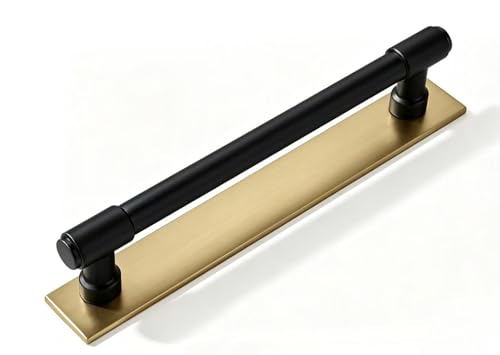 khtumeware 5 Pack 6 Inch Hole Center Matte Black Cabinet pulls and Champagne Bronze Solid Backplate Cabinet Pulls Kitchen Cabinet Hardware for Cupboard Drawer Pulls - color: Black And Champagne Bronze, size: 6"(152mm) Hole Center