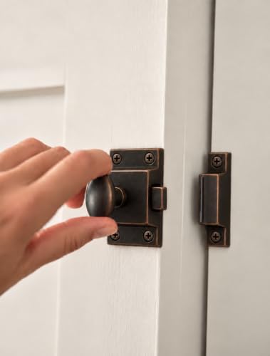 QCAA Oval Turn Cabinet Latch, for Cupboard & Other Furniture, Small, Antique Copper, Made in Taiwan, 1 Pack - color: Antique Copper, size: 1pack-small