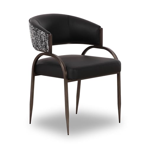 TOV Furniture Tatum Black Vegan Leather 2-Tone Dining Chair - color: Black