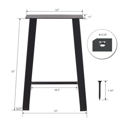 ALLCOS 22 Inch Metal Coffee Table Legs Bench Legs Heavy Duty Table Legs DIY Project for Coffee Table, Workbench, Black, Set of 2 - size: 22 Inch