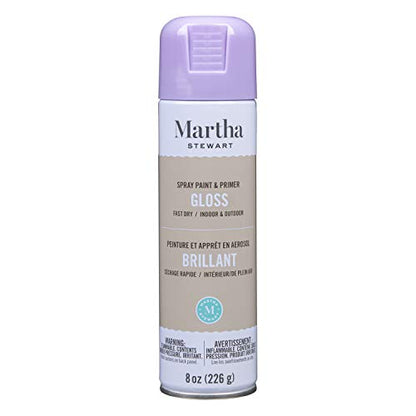 MARTHA STEWART Paint & Primer 8oz Spray Paint, Gloss Hydrangea Purple - color: Gloss Hydrangea Purple