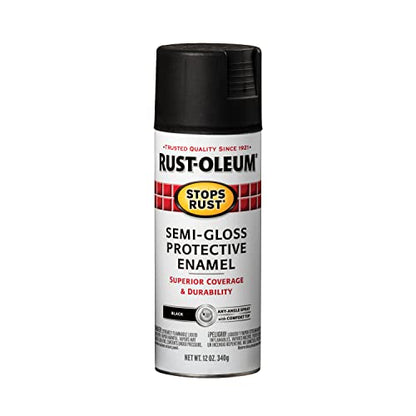 Rust-Oleum Stops Rust Spray Paint, Semi-Gloss Black - color: Semi-Gloss Black, size: 12 Ounce (Pack of 1)