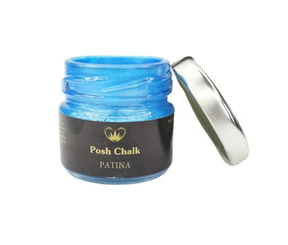 Posh Chalk PC0401 Aqua Patina - Blue Fhthalo 30ml - Water-Based Gilding Wax - Bright, Vibrant, Shiny - DIY Craft Upcycling Furniture - Thick Gooey – Artisan Quality - color: Blue Fhthalo