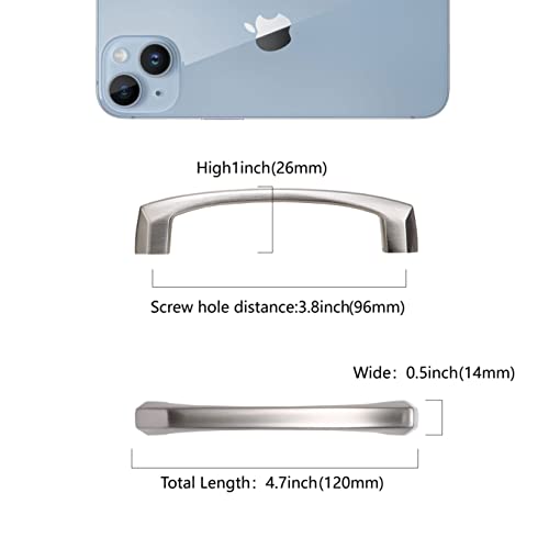 COTYKILEY 10 Pack 3.75Inch(96mm) Brushed Satin Nickel Kitchen Cabinet Handles Silver Cabinet Pulls Cabinet Door Handles Kitchen Cabinet Hardware - color: Brushed Satin Nickel, size: 3.75" Hole Center（96MM）
