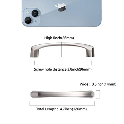 COTYKILEY 10 Pack 3.75Inch(96mm) Brushed Satin Nickel Kitchen Cabinet Handles Silver Cabinet Pulls Cabinet Door Handles Kitchen Cabinet Hardware - color: Brushed Satin Nickel, size: 3.75" Hole Center（96MM）