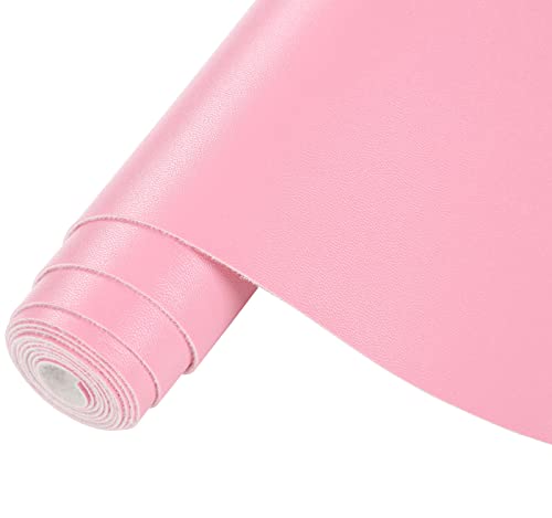 CDY Smooth Faux Leather Roll: 13.8"X53" Faux Leather Sheets for Upholstery - color: Pink