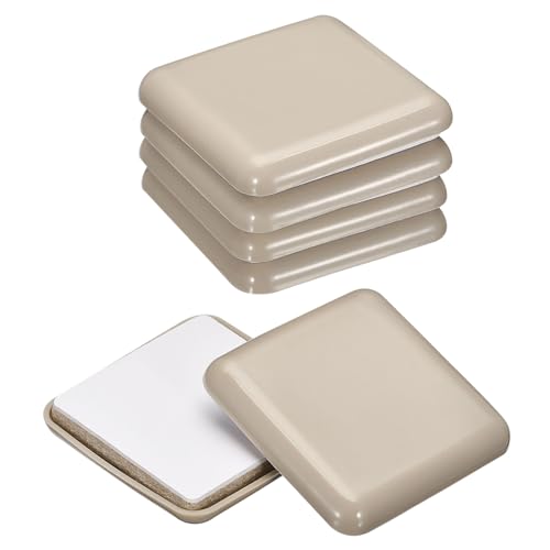 uxcell Furniture Sliders, 16Pcs 2" - Plastic Self-Adhesive Square Sliding Pads, Chair Glides for Carpeted Tile Vinyl Hardwood Floors (Grey) - size: 2"