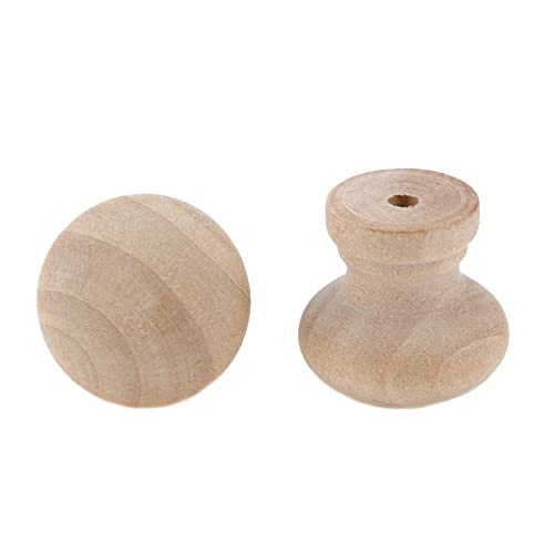 12 Pcs Round Unfinished Wood Drawer Knobs Single Hole Pulls Handles Cabinet Furniture Dresser Wardrobe Cupboard Knobs Pulls 0.75 Inch Height - color: Unifished (Non-threaded), size: 19mm