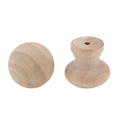 12 Pcs Round Unfinished Wood Drawer Knobs Single Hole Pulls Handles Cabinet Furniture Dresser Wardrobe Cupboard Knobs Pulls 0.75 Inch Height - color: Unifished (Non-threaded), size: 19mm