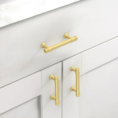 Asidrama 10 Pack 3 Inch Brushed Gold Kitchen Cabinet Handles - color: Brushed Gold, size: 3" Hole Center(76mm)
