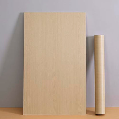 Haimin Wallpaper 24" x 393" Wood Contact Paper Peel and Stick Vinyl Roll - color: Yellow (01)