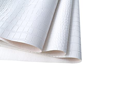 Wento Alligator Skin PU Leather Fabric Faux Leather Fabric Crocodile Fabric Leather Upholstery Fabric By the Yard - color: Pattern(b) White, size: 1 Yard (54" x 36")
