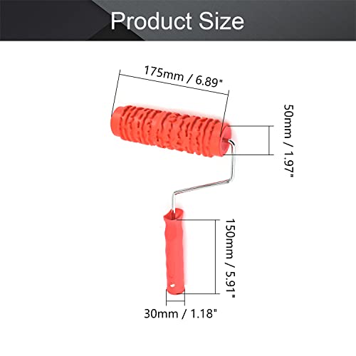 Utoolmart 7" Home Wall Rubber Paint Roller 175mm Wooden Grain Painting Roller with Plastic Handle 1Pcs - size: EG045T