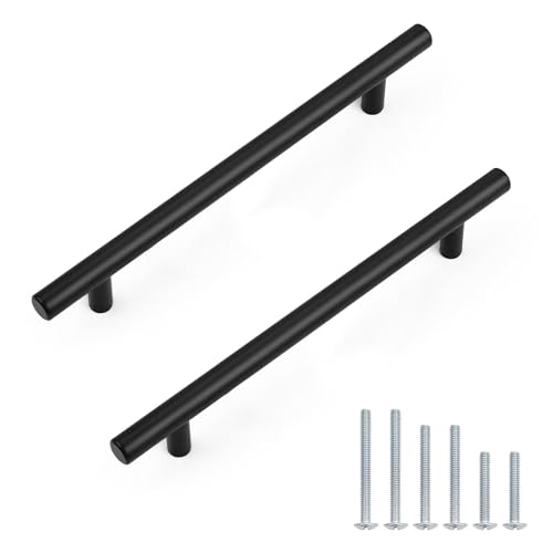 Probrico 30 Pack Holes Centers 7.5Inch(192mm) Black Kitchen Cabinet Pulls,Stainless Steel Dresser Drawer Handles,10inch Length Classic Pull Handle for Cabinets - size: Center to Center: 7-1/2 inch