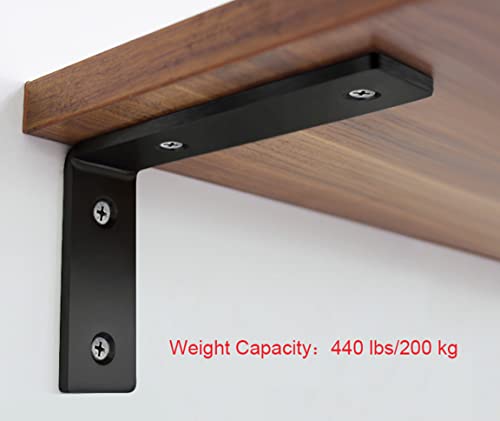 Heavy Duty Shelf Brackets 8 inch Rustic L Black Shelf Brackets 8 x 6 inches Metal Iron Industrial Shelf Bracket - L8 x H 6" x W 1.5" - 4 Pack - style: 8x6inch