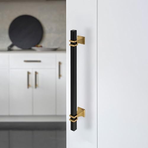 Cabinet Pulls Matte Black and Gold Cabinet Handles, 10 Pack 5 Inch Kitchen Door Cupboard Wardrobe Drawer Handles, Cabinet Hardware Bar Drawer Pulls, 128mm Hole Centers - color: Black and Gold, size: 5 inch Hole Centers Pull