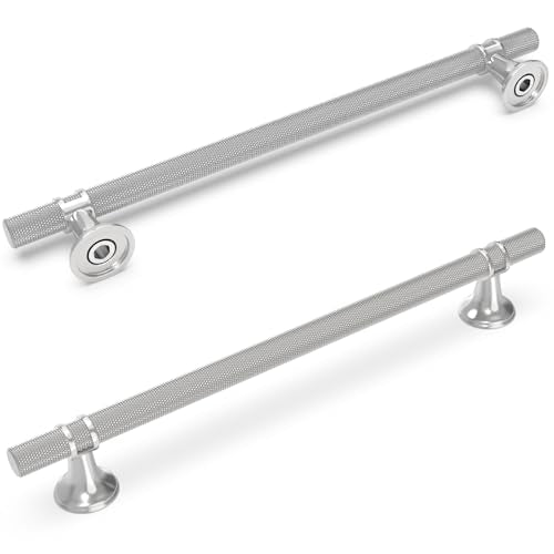 10 Pack 10 Inch Cabinet Pulls knurled Brushed Satin Nickel Kitchen Cabinet Handles Aluminum and Zinc Alloy Drawer Pulls Solid Cabinet Hardware - color: Brushed Satin Nickel Knurled, size: 10'' Hole Center(254mm)