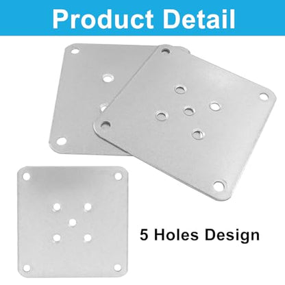 4Pcs Silver Metal Mounting Plates 9x9cm (3.54"x3.54") - size: 90x90mm