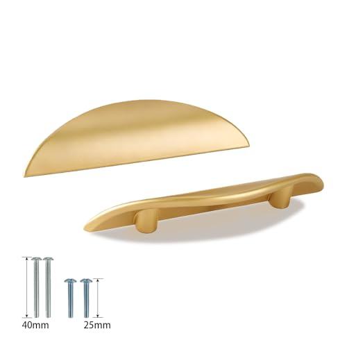 Primst 4 Pack Brushed Gold Cabinet Pulls, 2-1/2in Hole Centers Kitchen Cabinet Handles, Matte Gold Half Moon Cupboard Hardware for Kitchen Drawers, Dresser, Bathroom Vanity - color: Gold, size: M-4PCS
