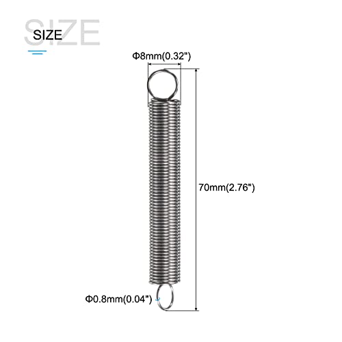METALLIXITY Extension Spring (0.8x8x70mm/0.04"x0.32"x2.76") 5Pcs, 304 Stainless Steel Tension Spring Wire - for Home Repair Construction Machinery - size: 0.04"x0.32"x2.76"