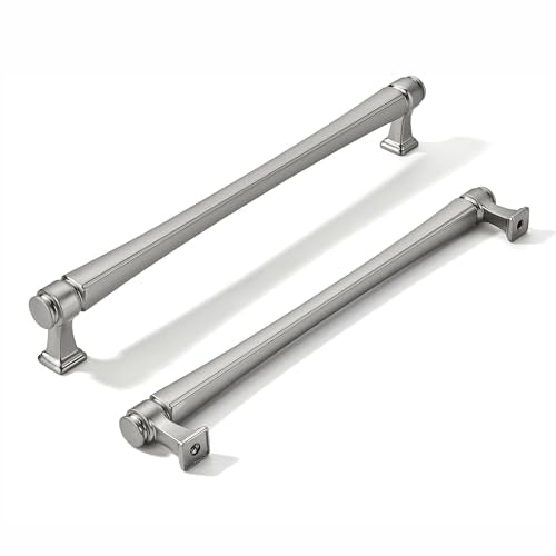 LIMUR 10 Pack 7.5 Inch (192 mm) Hole Center Brushed Satin Nickel Cabinet Pulls – Solid Zinc Alloy Kitchen Cabinet Handles, Drawer Pulls for Bathroom Vanity, Dresser & Wardrobe, M4 Screws Included - color: Brushed Satin Nickel, size: 7.5"/192 MM Hole Cente