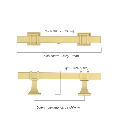 Asidrama 10 Pack 3 Inch(76mm) Brushed Gold Kitchen Cabinet Handles, Cabinet Pulls Kitchen Cabinet Hardware for Cupboard Drawer Pulls - color: Brushed Gold, size: 3" Hole Center