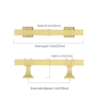 Asidrama 10 Pack 3 Inch(76mm) Brushed Gold Kitchen Cabinet Handles, Cabinet Pulls Kitchen Cabinet Hardware for Cupboard Drawer Pulls - color: Brushed Gold, size: 3" Hole Center