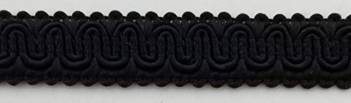 1/2" Scroll Braid Gimp w/Backing - 10 Continuous Yards - Many Color Options! (Black) - color: Black