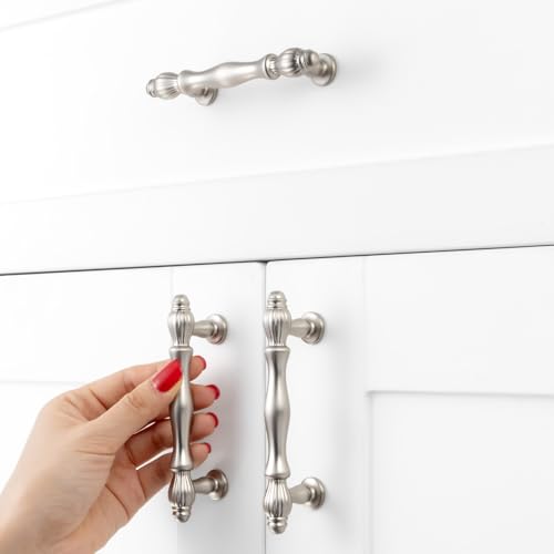 3 Inch Brushed Nickel Cabinet Pulls Drawer Handles 10 Pack 2510 - color: Brushed Nickel, size: 3 In Hole Distance